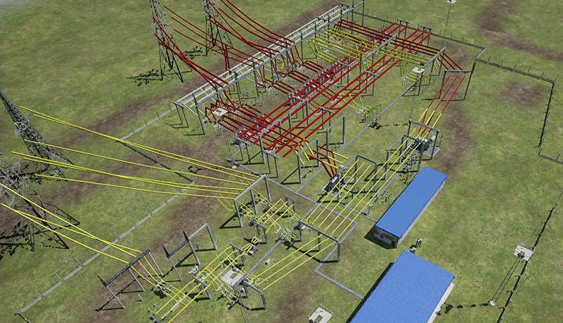 Electric Substation Overview for Bus Status and Field Visualization